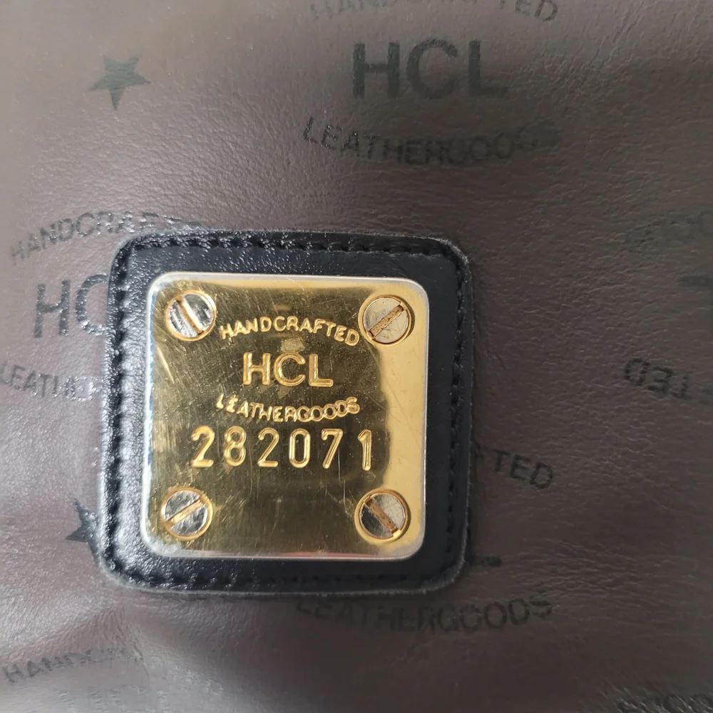 HCL Black and Brown Crossbody Bag German Leather Vintage *flaw